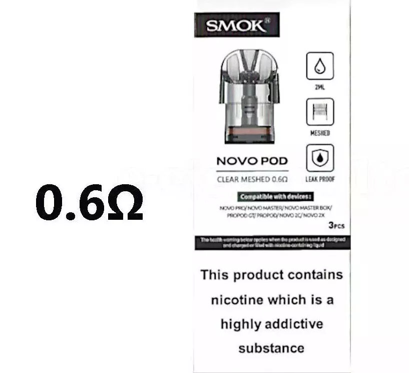 Smok Novo Replacement CLEAR Pod Cartridge (Pack of 3)