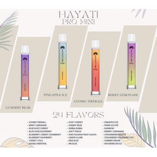 Hayati Pro Mini 600 Puffs Disposable Crystal Vape Bar 20MG 500mAh x10 (Full Box)